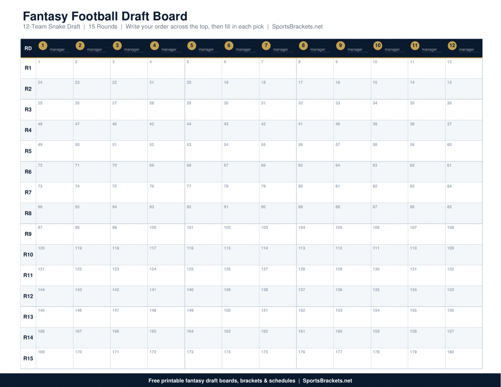 Tablero de draft de fútbol imprimible Delusion: Cuadrícula de serpientes en PDF gratuito