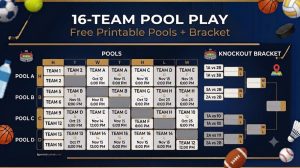 Torneo de juego de grupo para 16 personas: PDF imprimible