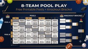 Torneo de grupo de 8 equipos: PDF de cuadro imprimible